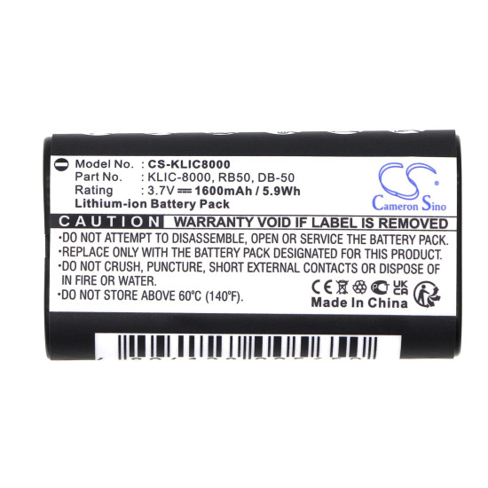 Camera Battery for KODAK KLIC-8000 LiIon 3.7V  1600mAh Cameron Sino