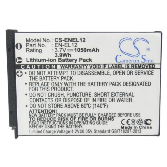Camera Battery for NIKON EN-EL12  Li-Ion 3.7V 1050mAh Cameron Sino