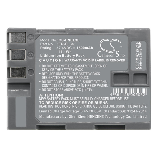 Camera Battery for NIKON EN-EL3  Li-Ion 7.4V 1300mAh Cameron Sino