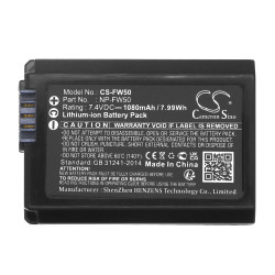 Camera Battery for Sony NP-FW50  LiIon  7.4V 1080mAh Cameron Sino