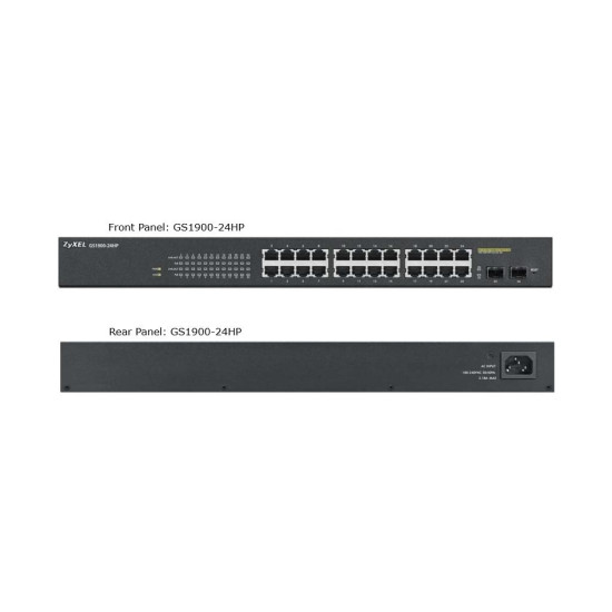 Switch ZYXEL GS1900-24HP, 24 port managed, Gigabit, PoE, Rack-Mount