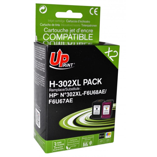 Ink cartridge UPRINT HP 302XL BK+CL,F6U68AE+F6U67AE, DJ 1110 AiO/2130 AiO/3630 AiO/4650 AiO