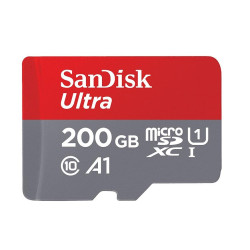 Memory card SANDISK Ultra, microSD, UHS-I, 200GB Class 10, U1, A1, 100 Mb/s, + SD Adapter