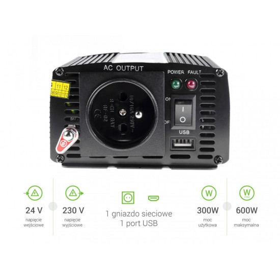 Инвертор GREEN CELL 24V/300W 