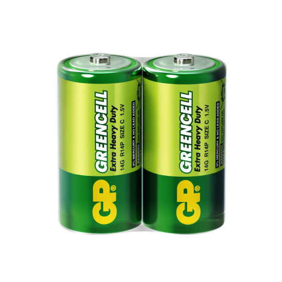 Цинк карбонова батерия GP 14G-S2 Greencell, R14, 2 бр. в опаковка / Shrink, 1.5V