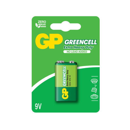 Zinc carbonic battery GP  6F22 Greencell 1604GLF-U1 1 pcs.  9V blister