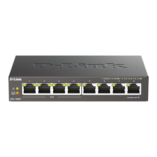 Switch D-Link DGS-1008P, 4x PoE + 4 x standard, 10/100/1000, Gigabit,