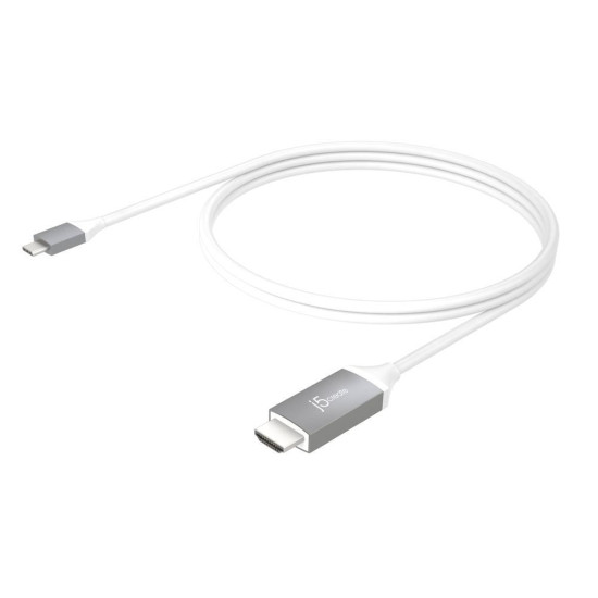 Кабел j5create JCC153G, USB-C мъжко - HDMI мъжко, 1.8 m, Бял