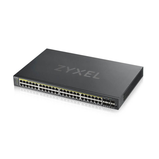Суич ZYXEL GS1920-48HP, 44х GbE порта, 4х Combo порта SFP/RJ-45, Управляем, Монтаж в шкаф