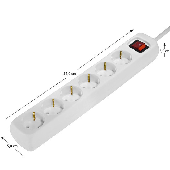 Разклонител HAMA, 6 гнезда, 30384