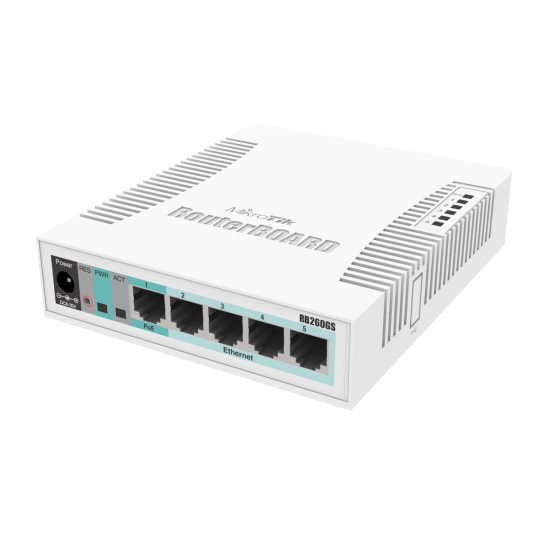 Суич MikroTik RB260GS CSS106-5G-1SR2, 10/100/1000Mbit, 128 KB, PoE, SwOS