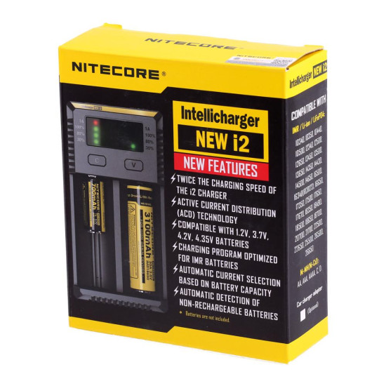 Universal Charger i2 LiIon & NIMH 18650; CR123; AA; AAA; C;D  NITECORE