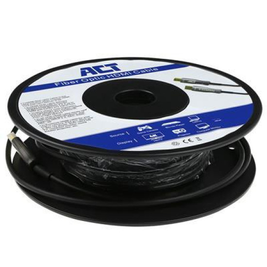 Optical hybrid Cable ACT AK4031, DisplayPort 1.4 male - DisplayPort 1.4 male, 15 m, Black