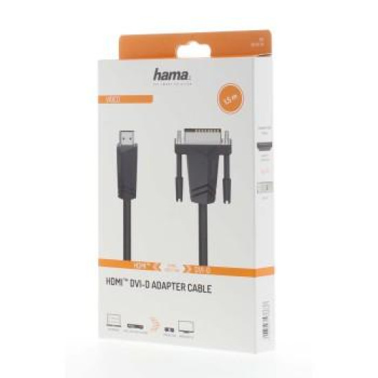 Hama Connecting Cable, HDMI™ Plug - DVI/D Plug, 1.5 m