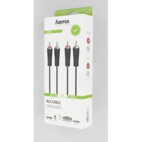Audio Cable HAMA 2 RCA plugs - 2 RCA plugs, 5 m