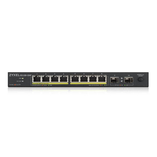 Switch ZYXEL GS1100-10HP, 8 ports, Gigabit, PoE, 2xSFP