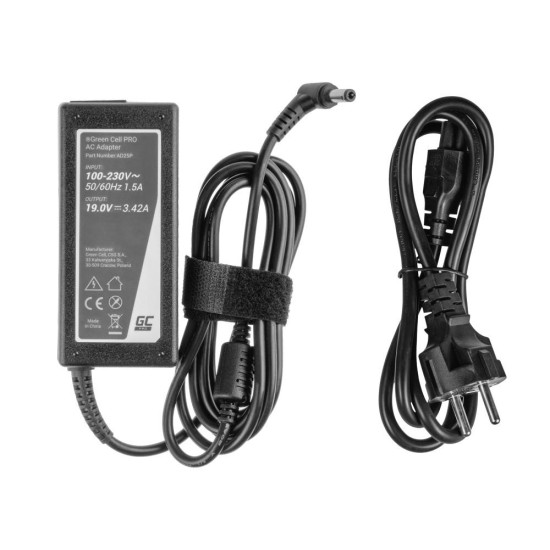 Notebook Power Supply PRO Charger / AC Adapter 19V 3.42A 65W for Asus R510C R510L R556L X550C X550L Toshiba Satellite C650 L750 5.5mm-2.5mm   GREEN CELL