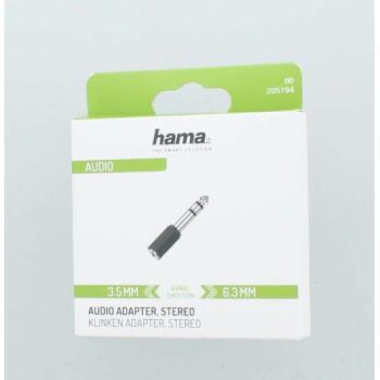 Hama Audio Adapter, 3.5 mm Jack Socket - 6.3 mm Jack Plug, Stereo
