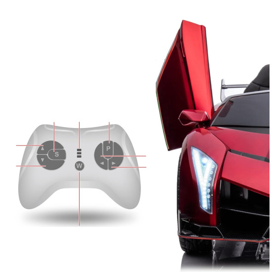 Акумулаторен кола Lamborghini Veneno 12V с отварящи се врати меки гуми 4x4