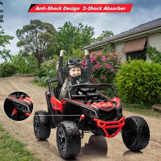Акумулаторен джип Can-Am Maverick 4x4 UTV 24v с двойна кожена седалка и меки гуми 2024