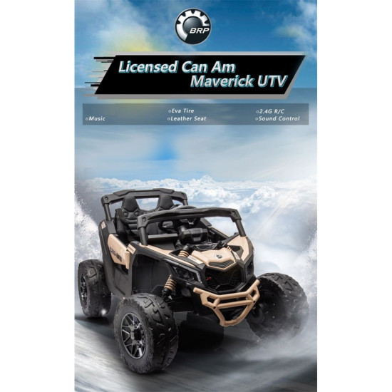 Акумулаторен джип Can-Am Maverick 4x4 UTV 24v с двойна кожена седалка и меки гуми 2024