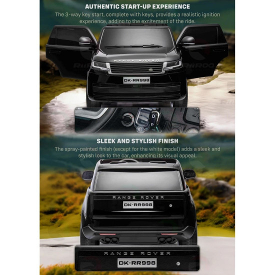 Акумулаторен двуместен джип Range Rover 24V с меки гуми и двойна кожена седалка 2024