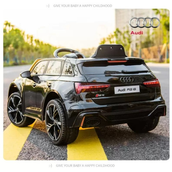 Акумулаторен джип Audi RS 6 4X4 12V с дистанционно управление меки гуми и кожена седалка