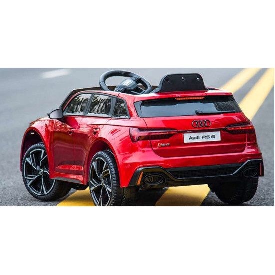 Акумулаторен джип Audi RS 6 4X4 12V с дистанционно управление меки гуми и кожена седалка