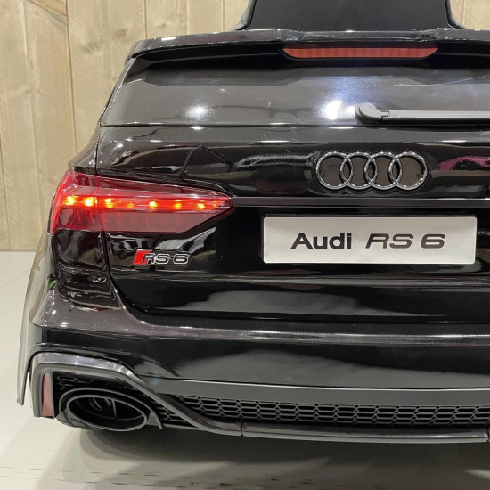 Акумулаторен джип Audi RS 6 4X4 12V с дистанционно управление меки гуми и кожена седалка