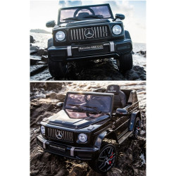 Акумулаторен джип Mercedes Benz G63 Металик боя 12V с меки гуми с Кожена седалка Акумулаторен джип Mercedes Benz G63 Металик боя 12V с меки гуми с Кожена седалка