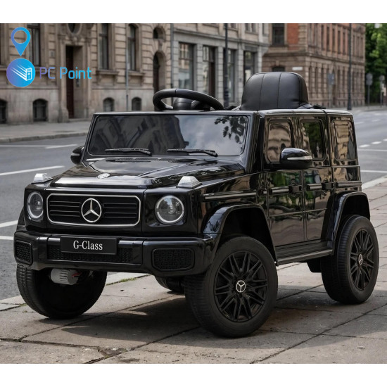 Лицензиран Акумулаторен джип Mercedes G 580 AMG Premium 12V/7Ah,70W ,MP3 плейър, Кожена седалка, EVA меки гуми, Металик боя 2026 г.