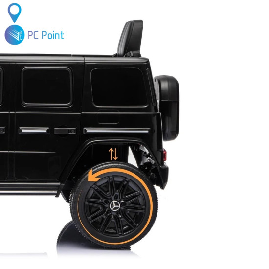 Лицензиран Акумулаторен джип Mercedes G 580 AMG Premium 12V/7Ah,70W ,MP3 плейър, Кожена седалка, EVA меки гуми, Металик боя 2026 г.