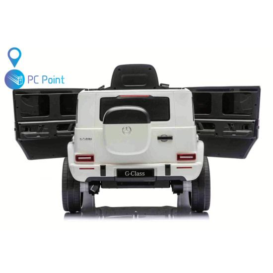 Лицензиран Акумулаторен джип Mercedes G 580 AMG Premium 12V/7Ah,70W ,MP3 плейър, Кожена седалка, EVA меки гуми, Металик боя 2026 г.