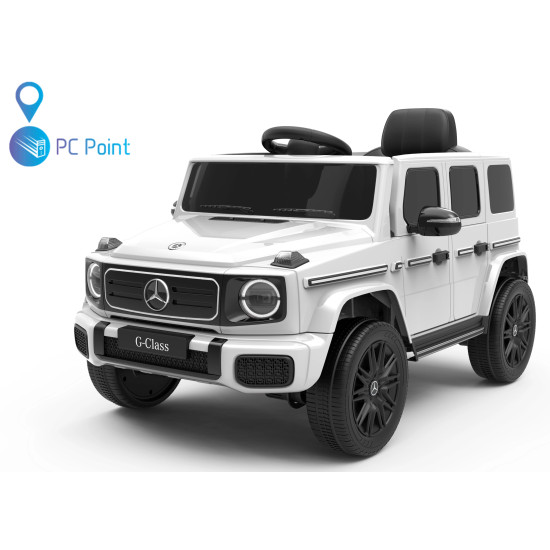 Лицензиран Акумулаторен джип Mercedes G 580 AMG Premium 12V/7Ah,70W ,MP3 плейър, Кожена седалка, EVA меки гуми, Металик боя 2026 г.