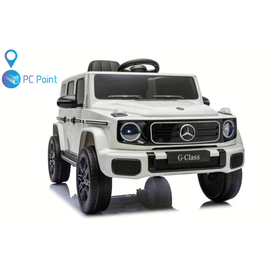 Лицензиран Акумулаторен джип Mercedes G 580 AMG Premium 12V/7Ah,70W ,MP3 плейър, Кожена седалка, EVA меки гуми, Металик боя 2026 г.