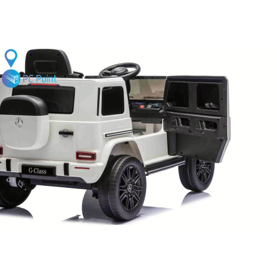 Лицензиран Акумулаторен джип Mercedes G 580 AMG Premium 12V/7Ah,70W ,MP3 плейър, Кожена седалка, EVA меки гуми, Металик боя 2026 г.