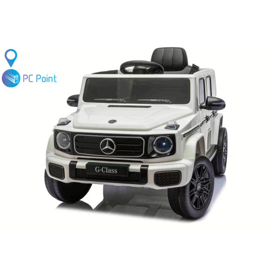 Лицензиран Акумулаторен джип Mercedes G 580 AMG Premium 12V/7Ah,70W ,MP3 плейър, Кожена седалка, EVA меки гуми, Металик боя 2026 г.