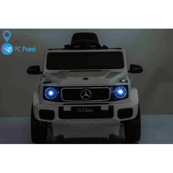 Лицензиран Акумулаторен джип Mercedes G 580 AMG Premium 12V/7Ah,70W ,MP3 плейър, Кожена седалка, EVA меки гуми, Металик боя 2026 г.