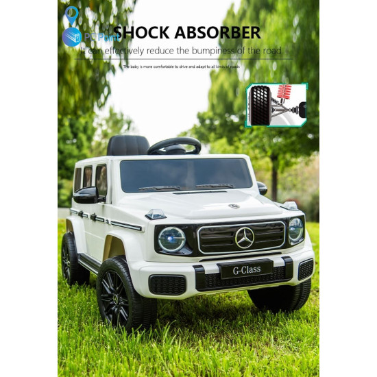 Лицензиран Акумулаторен джип Mercedes G 580 AMG Premium 12V/7Ah,70W ,MP3 плейър, Кожена седалка, EVA меки гуми, Металик боя 2026 г.