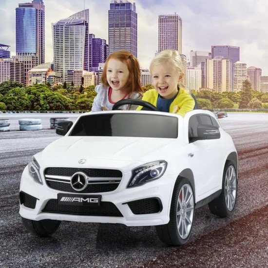 Акумулаторен джип Mercedes GLA45 Licensed MP3 с меки гуми с кожена седалка 12V
