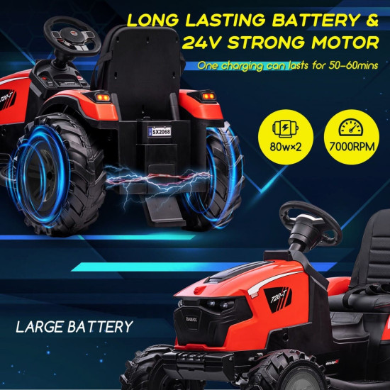 Акумулаторен трактор Digger 24v с дистанционно управление ремарке копач и кофа 2024 Акумулаторен трактор Digger 24v с дистанционно управление ремарке копач и кофа 2024