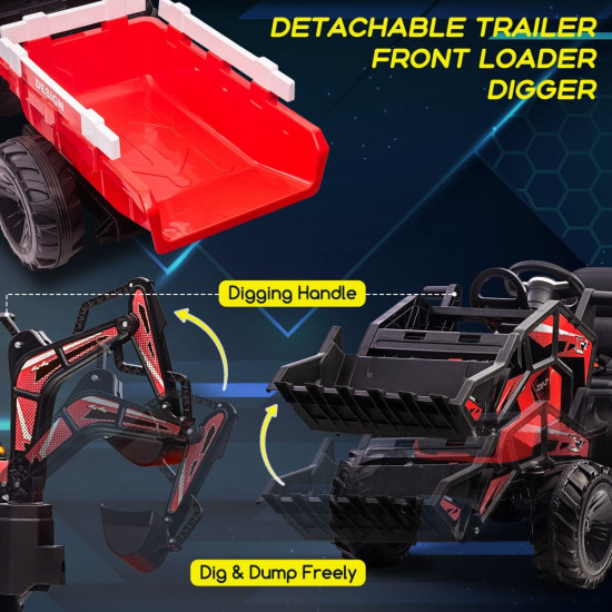 Акумулаторен трактор Digger 24v с дистанционно управление ремарке копач и кофа 2024 Акумулаторен трактор Digger 24v с дистанционно управление ремарке копач и кофа 2024