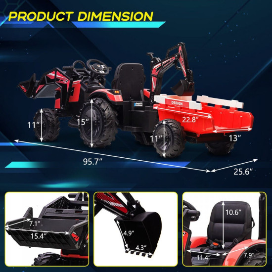 Акумулаторен трактор Digger 24v с дистанционно управление ремарке копач и кофа 2024 Акумулаторен трактор Digger 24v с дистанционно управление ремарке копач и кофа 2024