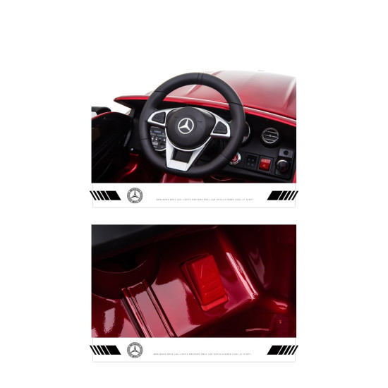 Акумулаторна кола Mercedes Benz C63 AMG 12V с меки гуми, отварящи се врати и кожена седалка Акумулаторна кола Mercedes Benz C63 AMG 12V с меки гуми, отварящи се врати и кожена седалка
