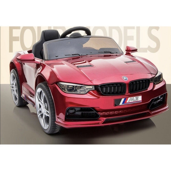 Акумулаторна кола тип BMW M3 с меки гуми и кожена седалка 12V