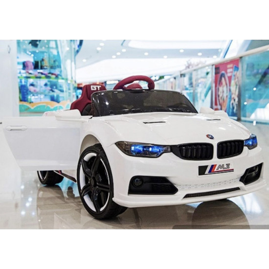 Акумулаторна кола тип BMW M3 с меки гуми и кожена седалка 12V
