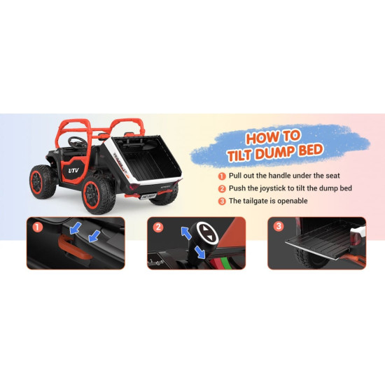 Акумулаторен двуместен джип Off-Road Racing 4X4 UTV 24V с дистанционно управление кожена седалка 2024