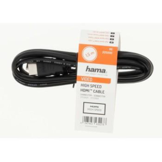 Кабел HAMA 205001, HDMI мъжко - HDMI мъжко,10.2 Gbit/s, 1080p, 3 м, Екраниран, Черен Кабел HAMA 205001, HDMI мъжко - HDMI мъжко,10.2 Gbit/s, 1080p, 3 м, Екраниран, Черен