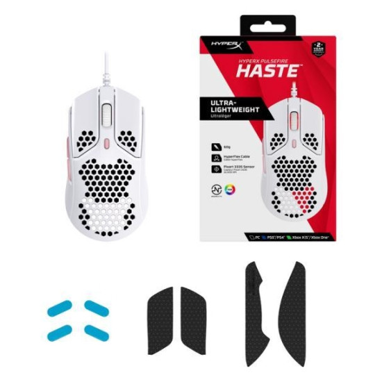 Геймърска мишка HyperX Pulsefire Haste, RGB, USB 2.0, Бял/Розов Геймърска мишка HyperX Pulsefire Haste, RGB, USB 2.0, Бял/Розов